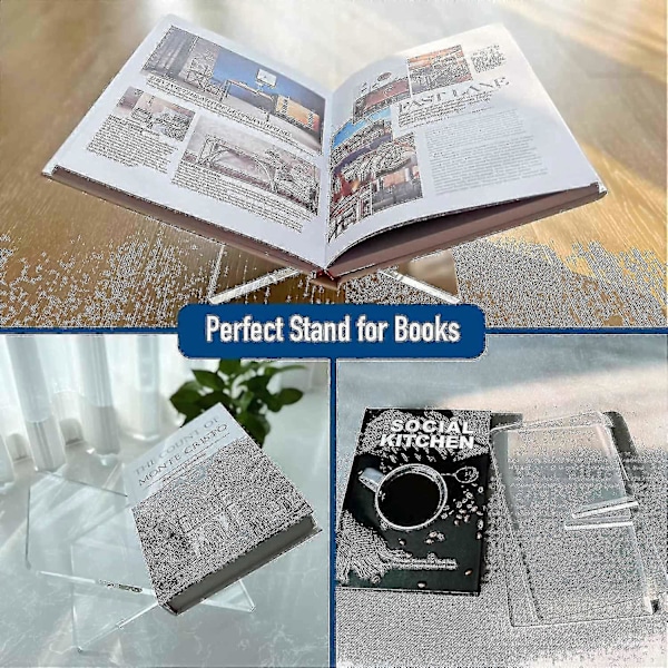 Akryl Bokholder, Klar Akryl Bokholder, Åpen Stor Bok Display Stativ Transparent Solid Bok