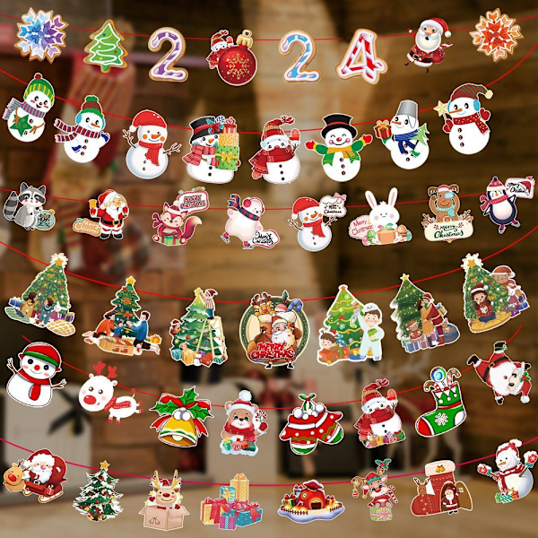 6-pakning juleflagg, julebannerdekorasjoner