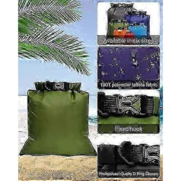 Vattentät Dry Bag Set 6 st, Stor Kapacitet Ripstop Vattentät Väska i 8L 5L 3.5L 3L 2.5L 1.5L Organizer Förvaringsväskor för Utomhusvandring Camping