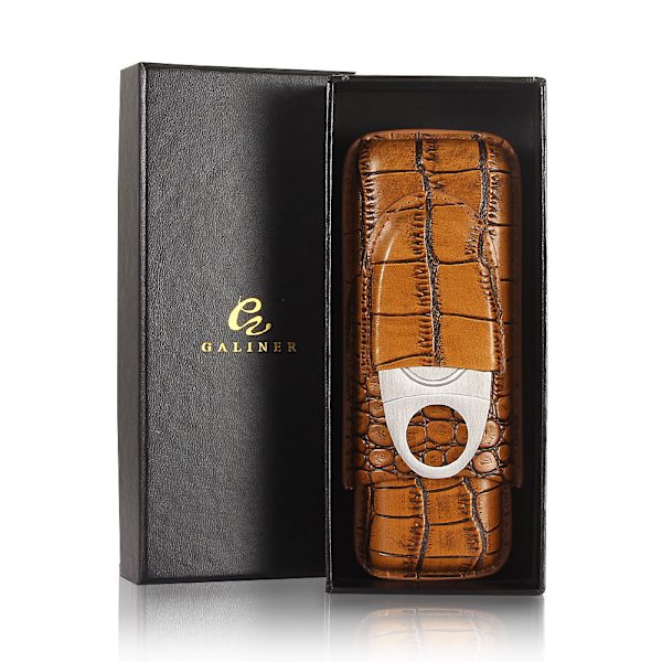Cigar etui saks sæt (Brun)