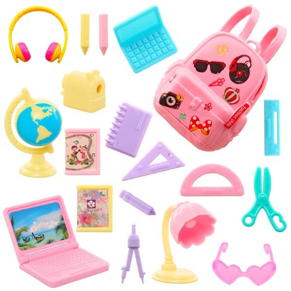 ##/18 delar Dockhus och Barbie Lärtillbehör Set, Mini Laptop, C##/