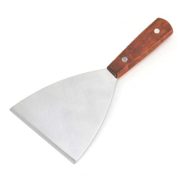 2 stk, rustfritt spattel med trehåndtak Grill Plancha Spatel