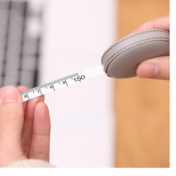 150 cm infällbart måttband med runt konstläderfodral, fickformat, bärbar dubbelsidig linjal, mätverktyg Gray