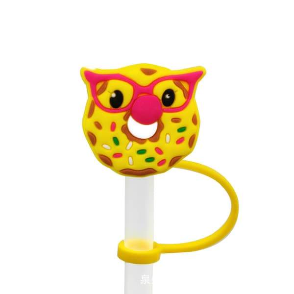 ##/stycken Donut Cartoon Sugrörsskydd för 7-8mm Sugrör, Silikon Dus##/