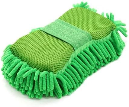 Suuri mikrokuituautonpesukäsine (vihreä) integroidulla käsihihnalla