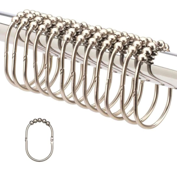 ##/Brushed Nickel Dusjforhængsringe, 12 Ekstra Store Dusjforhængsringe i Rustfrit Stål, 2 lb. Depot##/