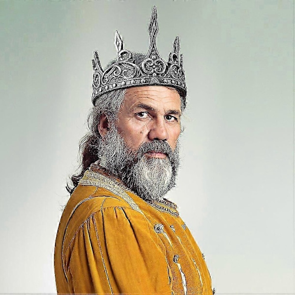 2 stk. Kongelig Middelalderkrone Hodebånd PU Krone Herrekrone Cosplay Hodeplagg Festdekor (Gullfarget+Sølvfarget)
