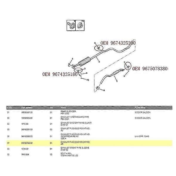9675078380 Elastisk feste for eksosrør til bil for II SW II 2013-2021 Lyddemperfestebrakett
