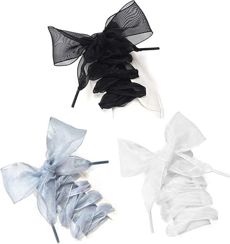 3 Par Organza Skolisser Silke Satin Bånd Flat Skolisser Flat Ri