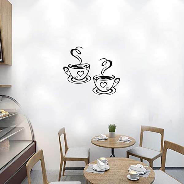 Set med 5 väggdekaler med kaffekoppdesign för hemmet, köket