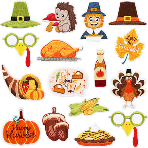 ##/16 stycken broderade strykmärken Autumn Harvest för sömnad##/