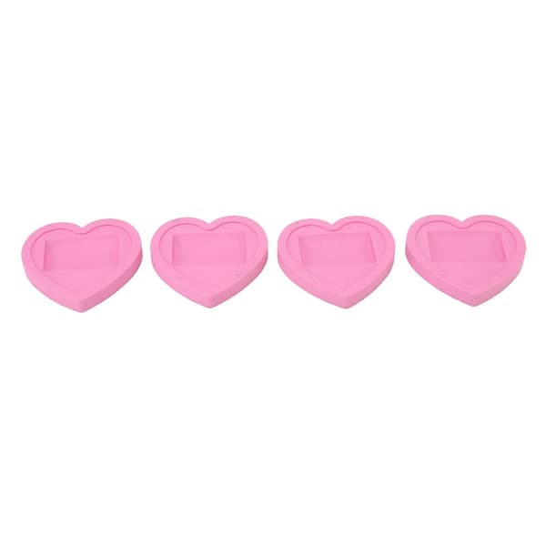 4 stk. Hjulkopper Universal Rosa Hjerte Mønster Gummi Lav Støy Beskyttende Møbelputer