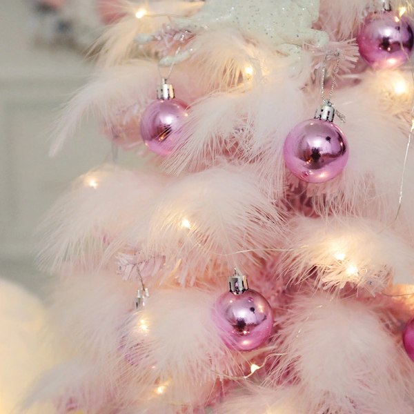 ##/Pink kunstigt juletræ med LED-lys - 45 cm##/