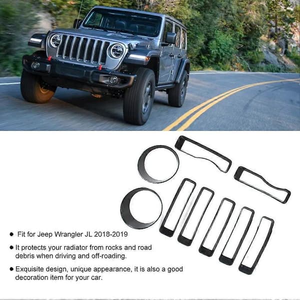 Forlygte Dæksel Front Grill Indsatser Trim Passer til Jeep Wrangler JL 2018-2019