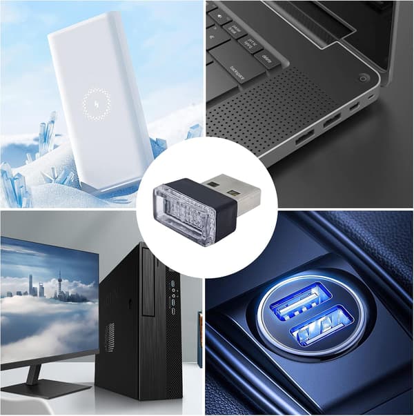 7 stk USB-LED Bil Interiør Atmosfærisk Lampe, Nat LED Dekoration