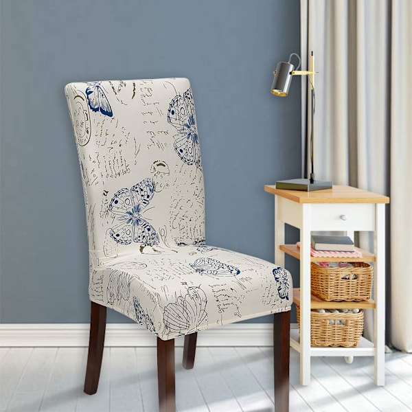 ##/Sett med 4 universelle stolkseter - sommerfuglmønster, elastisk og##/