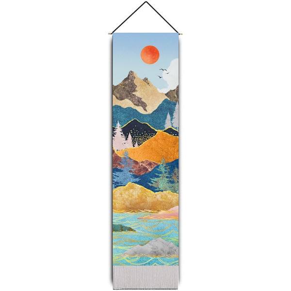 Sæt med 2 Vægtæpper Bjergscene - 32,5x130cm Malet sol