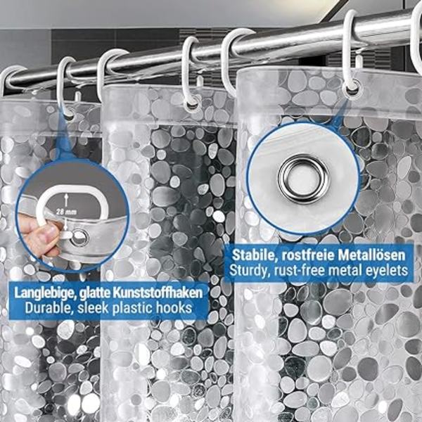Duschdraperi Vattentätt Mögelresistent 180*180 Plast Transparent