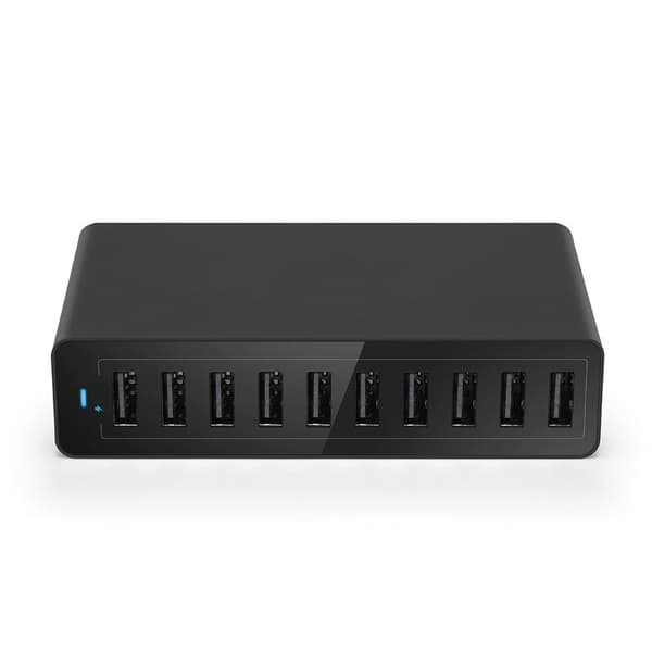 Desktop USB-ladestation 60W 1 stk Sort 10 Bærbar Rejse Hjem Hu