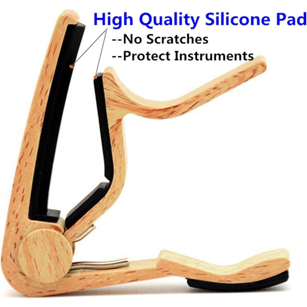 Guitar Capo med 5 Picks (Original Træfarve) - 75*80mm, Alloy Gui