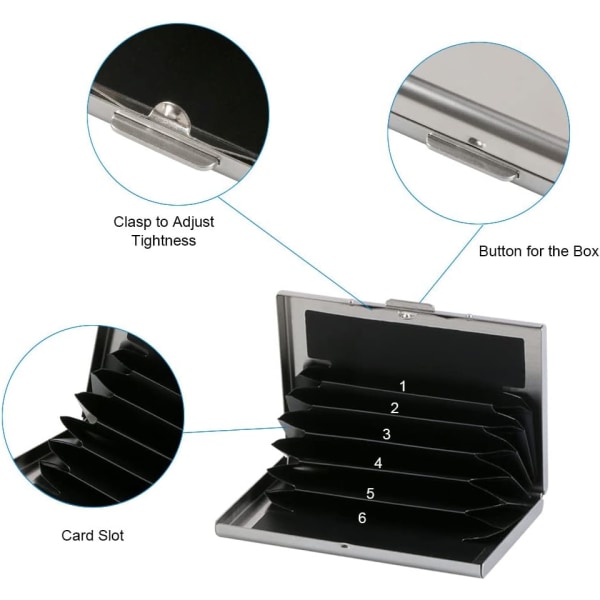 Kreditkort Holder, 2 stk Metal Business, Cool Kort Etui - 6 Slots