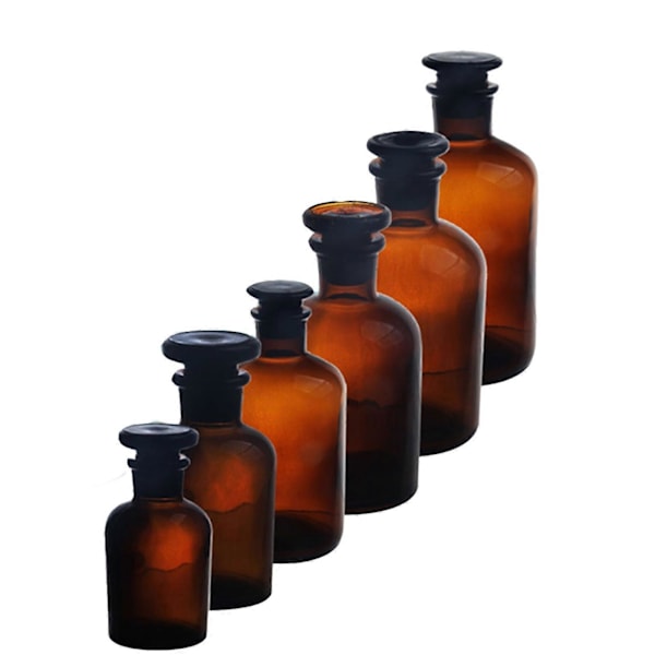 30/60/125/250/500ml Bærbar Glasskrukke Reagensflaske Beholder med Propp 30ML