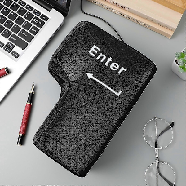 Iso Enter-näppäin heittotyyny USB-toimistostressin lievitystyökalu Lounastauko Päiväunet Työpöytätyynyt Tuuletuslelu (musta)