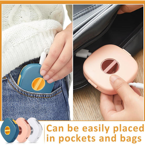3 Farger, USB-kabelvikler 3 stk Utvidbar ladekabelholder