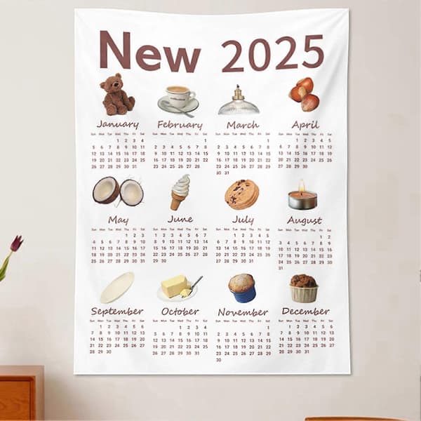 Väggkalender 2025 Tydlig Utskrift Väggdekoration Tvättbar Hemmakontorsinredning Påminnelse för Viktiga Datum Rektangulär Rivtålig Tapet Kontor E