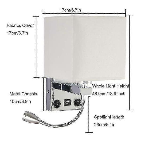 Moderne LED Væglampe Sengelampe Sconce med Kontakt USB Interiør Sengegavl Hjem Hotel