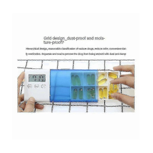 7 Fack Pillerask Medicinförvaringslåda Elektronisk Timer Påminnelse Medicinlådor Alarm Timer Piller Organizer (grå)
