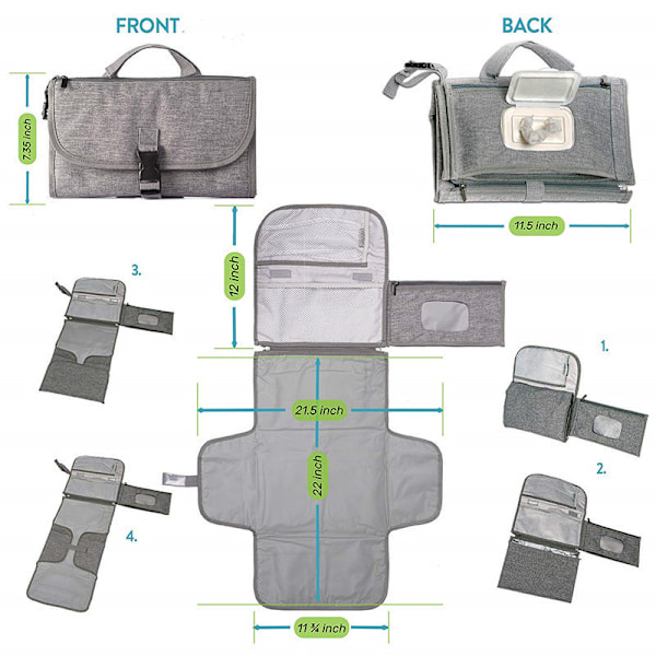 ##/Foldbar ble-skifteunderlag - vandtæt Lysegrå##/