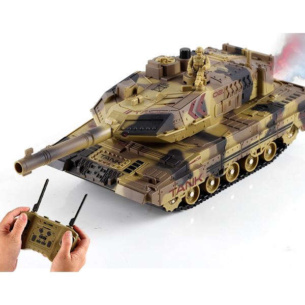 ##/Kaukosäädöllä ohjattava tankki pojille Armeijatankki Savu Valot & Äänet##/