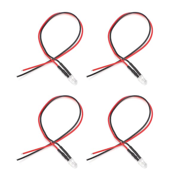 20 st LED Förkopplade lysdioder Normalt Öppen Rund Hög Ljusstyrka InLine 12V 5mm (Vit Utsänder Rött)
