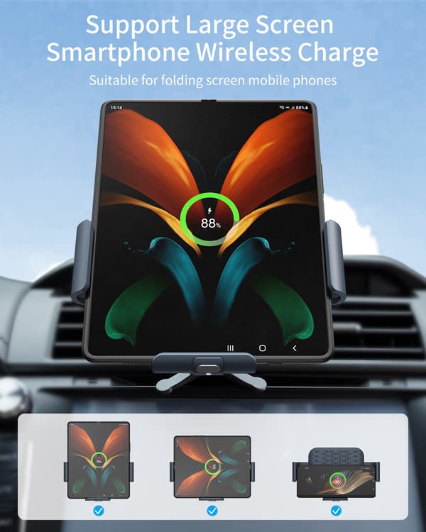 S10kc Samsung fold skærm foldbar bil trådløs oplader telefonholder