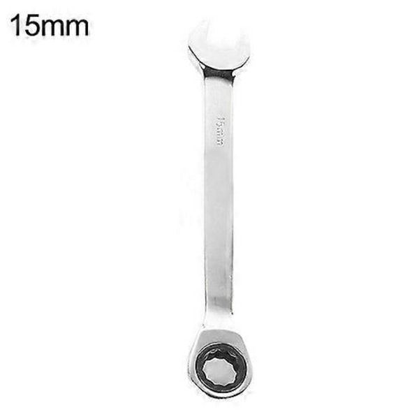 8mm-19mm Reversibel Skralle Fastnøkkel Pipe Fastnøkkel Mutter Verktøy Garasje DIY Håndverktøy 15 mm