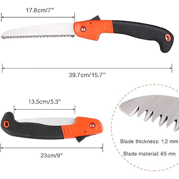 ##/(Oranssi/Musta) 180 mm Taittuva Karsintasahka  Käsisahka Turvalukolla ja Pehmeällä Kahvalla Puiden Leikkaamiseen tai Karsintaan Puutarhassa  Leirintäalueella  Puutyössä##/