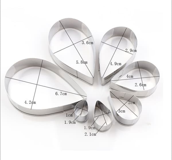 7 stk. Kageudstansere Dryp Udstansere Biscuit Fondant Form Kage Co