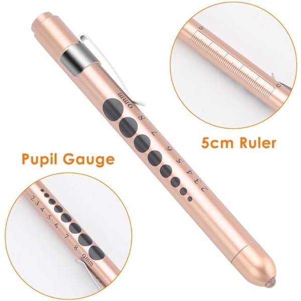 2 pieces of medical diagnostic pen flashlight (rose gold+white),