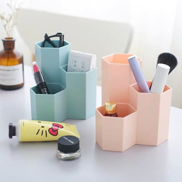 Blå Multifunktionel Sekskantet Kreativ Potte til Opbevaring af Makeup