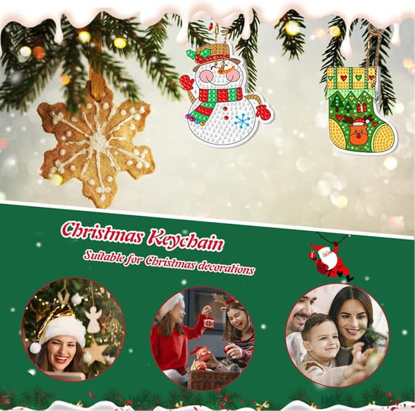 ##/9 stycken juldiamantmålning nyckelringar, jul blindbox##/
