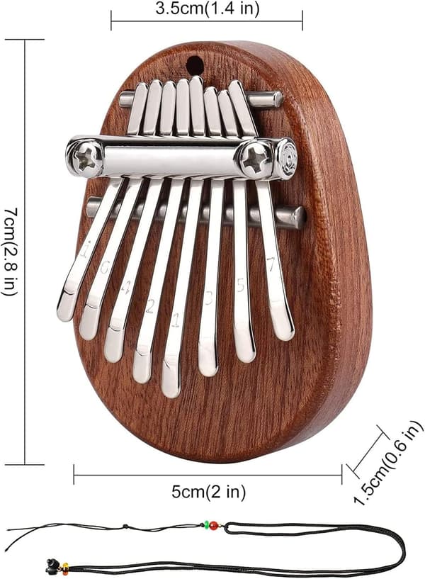 1 x Mini Kalimba (Tåreformet), 8-Tast Kalimba, Bærbar Solid