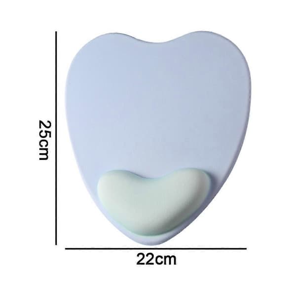 Ergonomisk hjerteformet musemåtte, med gel håndledsstøtte, skridsikker til hjemmekontorbrug Blue green