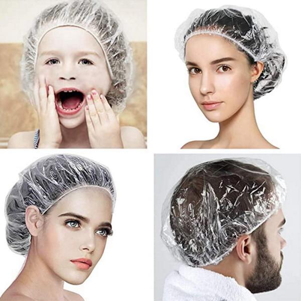 /#/100PCS Charlotte Hårschampo Mössor Engångs Stor Plast Duschmössa för Hembruk Hotell Spa i Frisörsalonger/#/