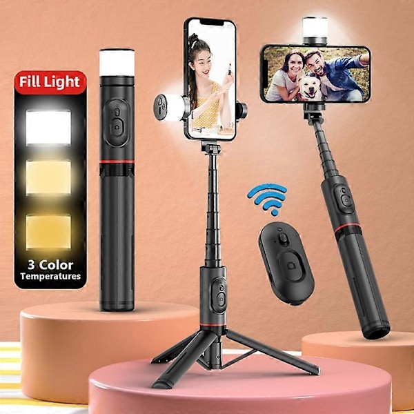 Q12 Trådløs Selfie Stick Multifunktionel Teleskopisk Roterbar Anti-shake Skridsikker Fotografering Bærbar Bluetooth-kompatibel Selfie Stick Mini Tripod A