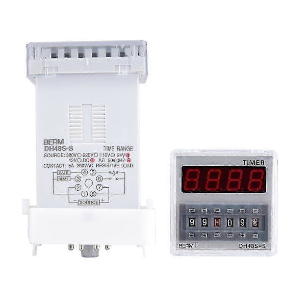 Programmerbart forsinkelsestidsrelæ Timer 0,1S-99H 8-Pin DH48s s (24V AC/DC)