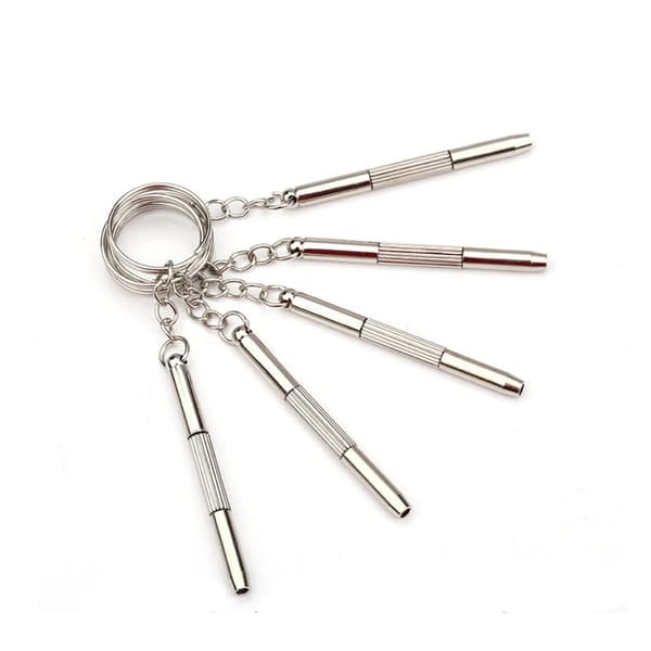 ##/4-pack Glasögonmejsel 3-i-1 Mini Mejsel Nyckelring för Glasögon Solglasögon Klockor##/