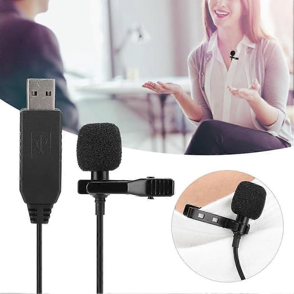USB-plugg Mini Krageklips Kondensatormikrofon for Datamaskininnspilling Direkte Sending