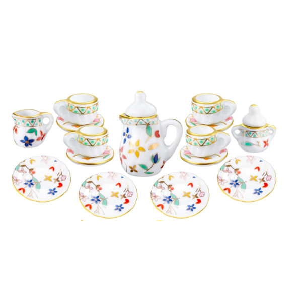 Miniatyr 1/12 Porcelæns Tesæt Dukkehuss Tilbehør
