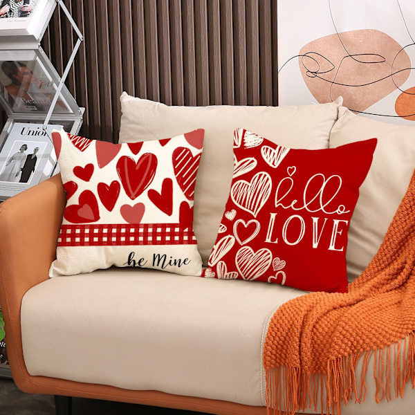 ##/4 stk Valentinsdag Hjerte Ballong Lin Putetrekk, 45x45 cm##/
